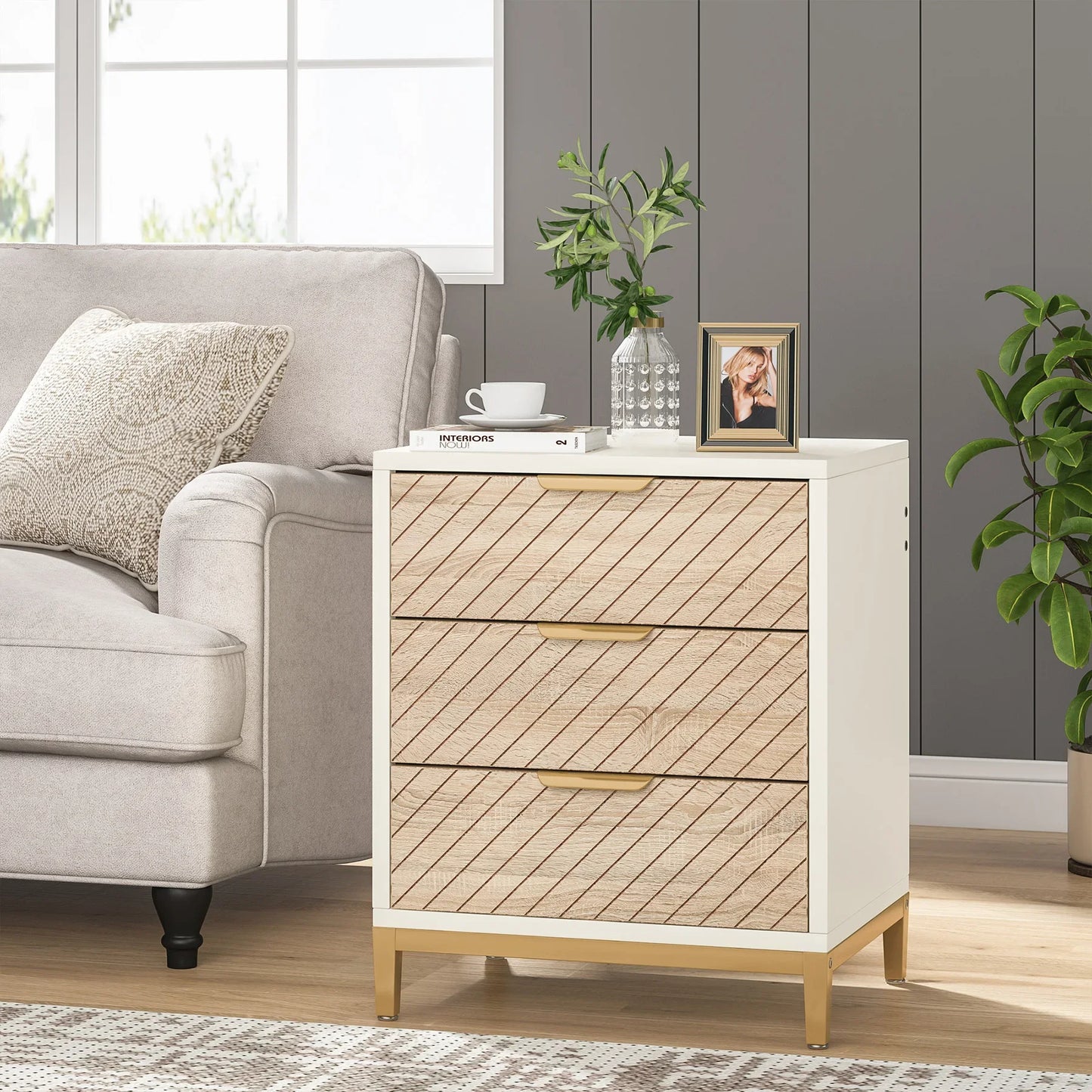 White & Gold Nightstand