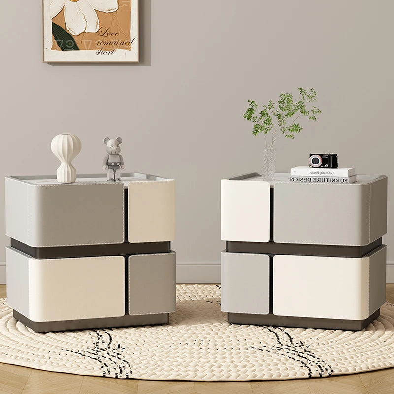 Set of 2 Modern Nordic Night Tables – Italian Minimalist Storage Bedside Furniture