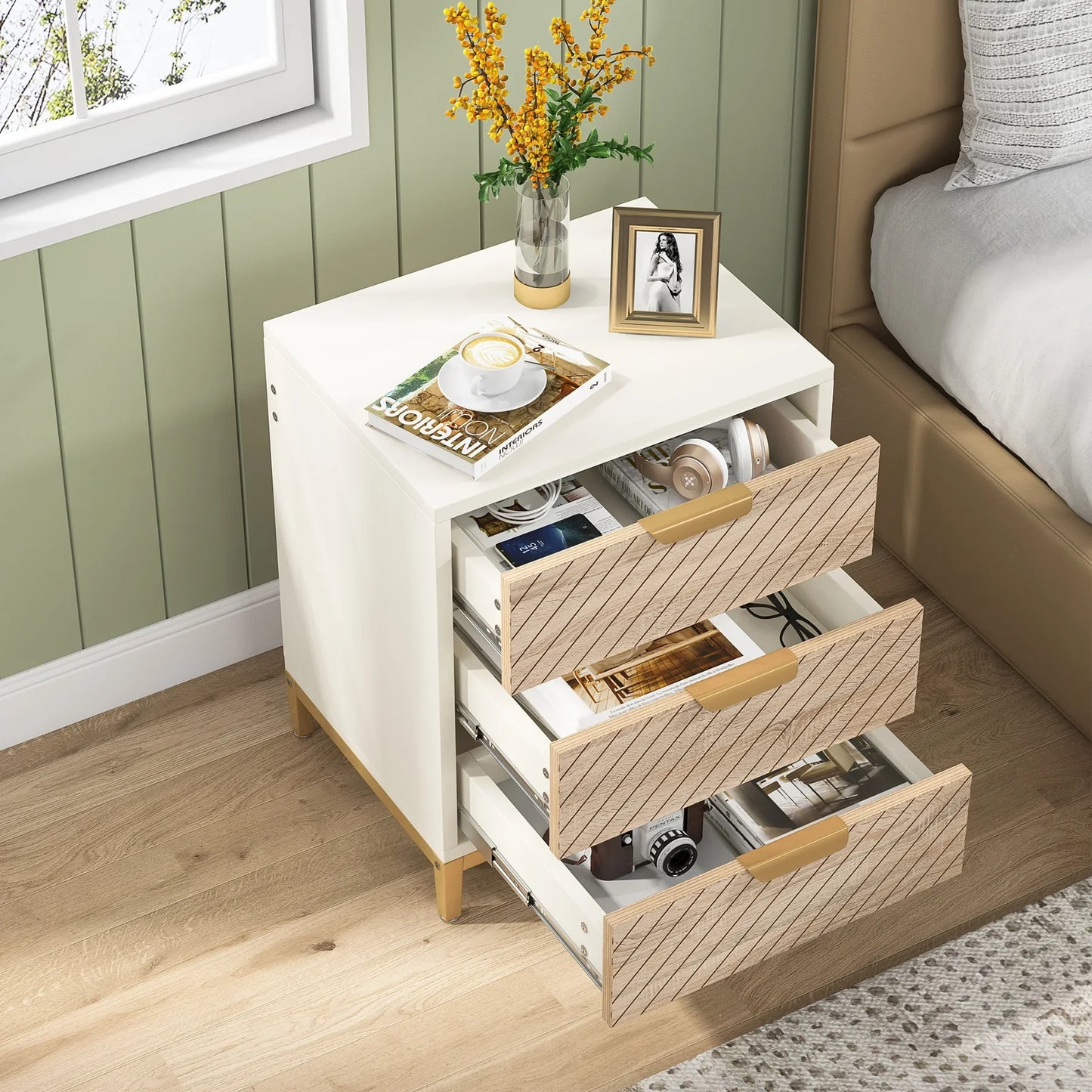 White & Gold Nightstand