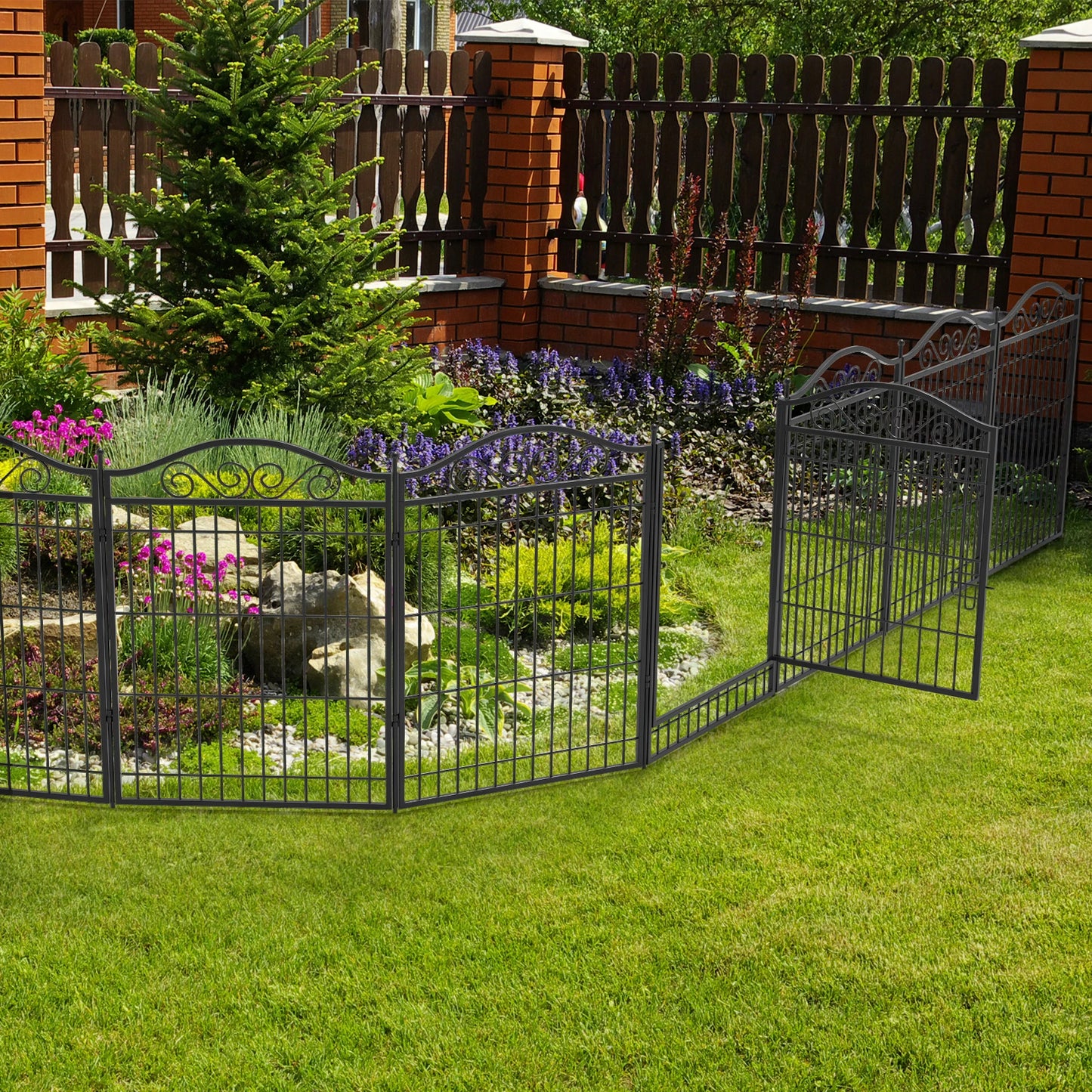 Foldable 8-Panel Dog Playpen with Gate
