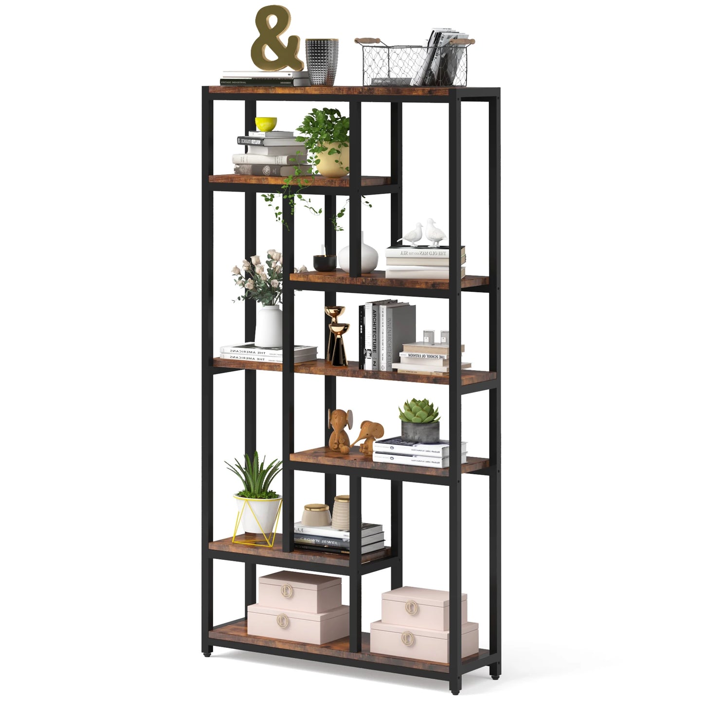 Staggered 8‑Tier Bookcase
