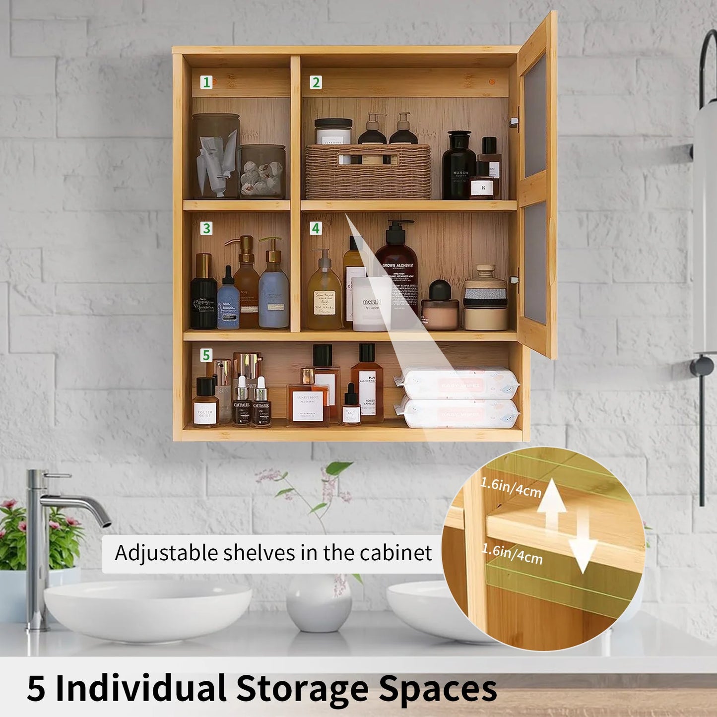 Bamboo Mirror Wall Cabinet
