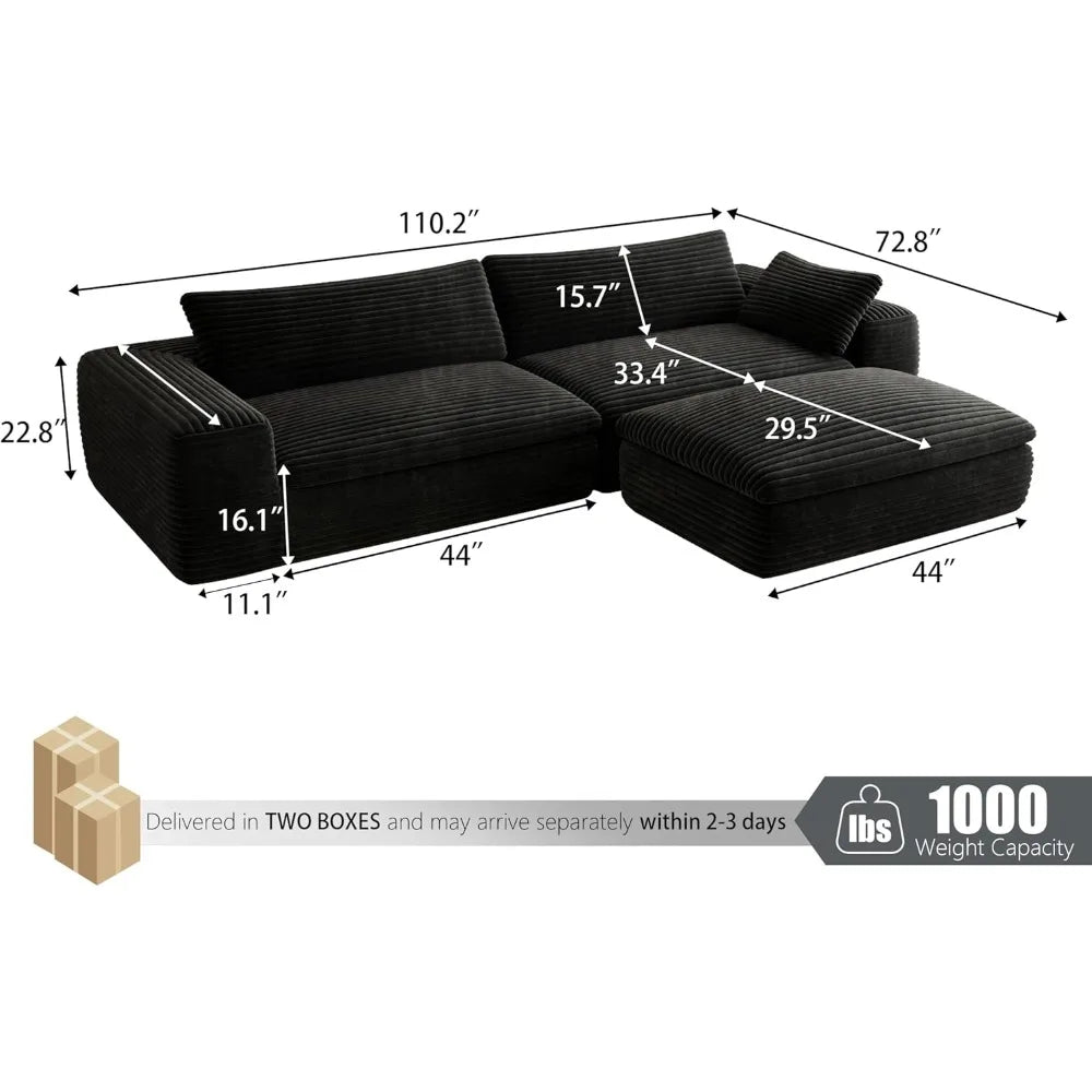 Black Cloud Sectional Sofa