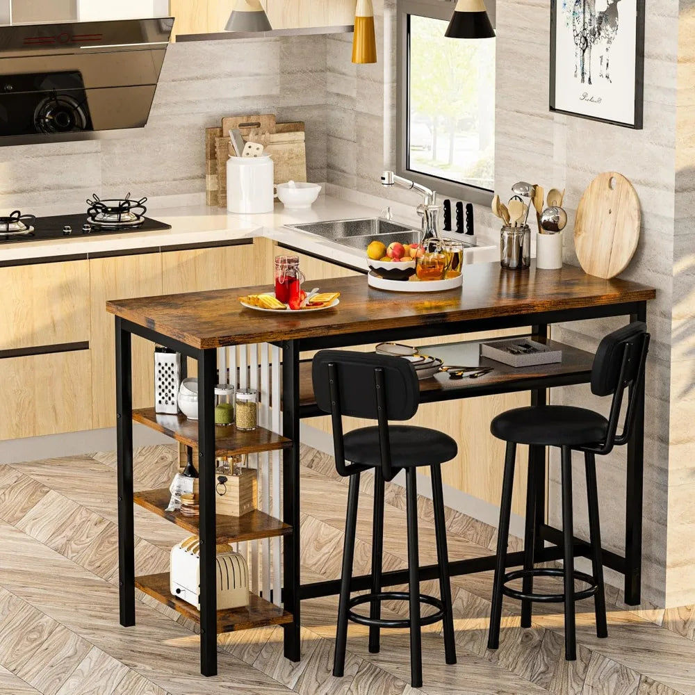 Rustic Bar Dining Set for 2