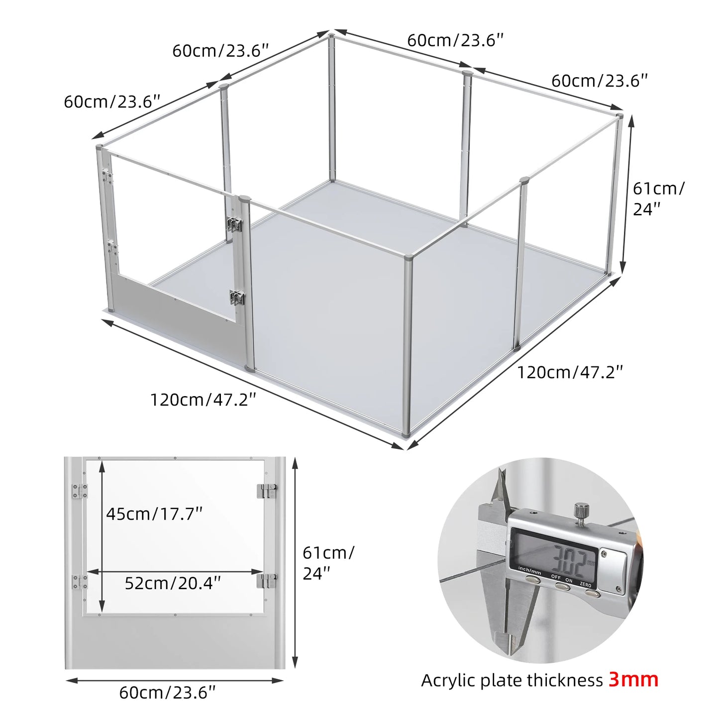 Acrylic Dog Playpen with Waterproof Whelping Pad