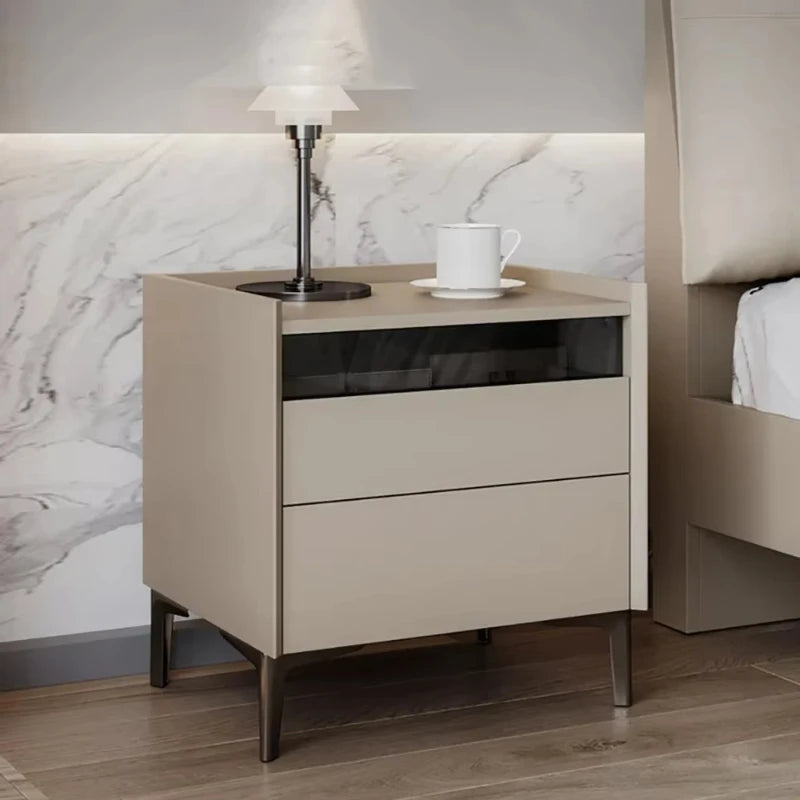 Italian Luxury Nightstand – Modern Nordic Bedside Table with Drawers