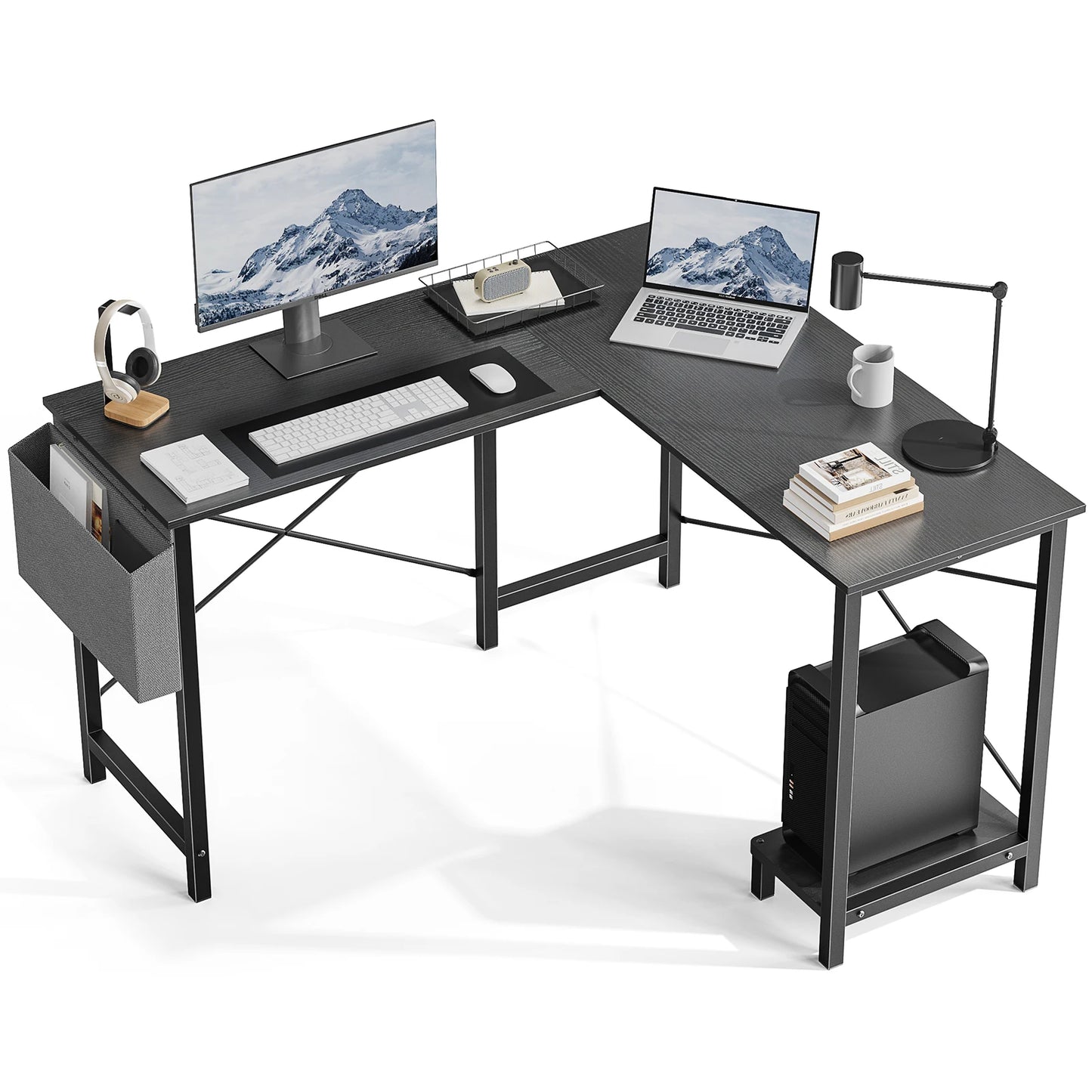 50-Inch Gaming Corner Desk with CPU Storage Shelf