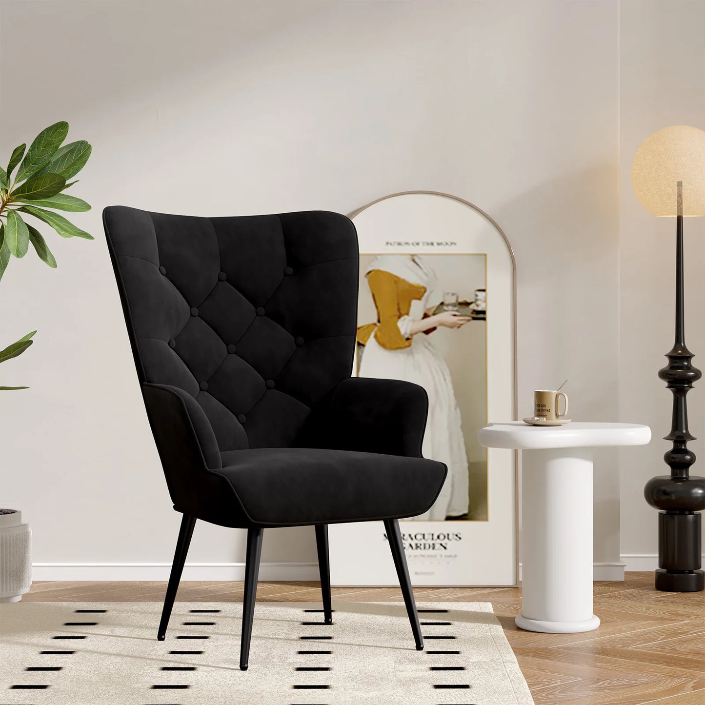 Velvet High Back Armchair