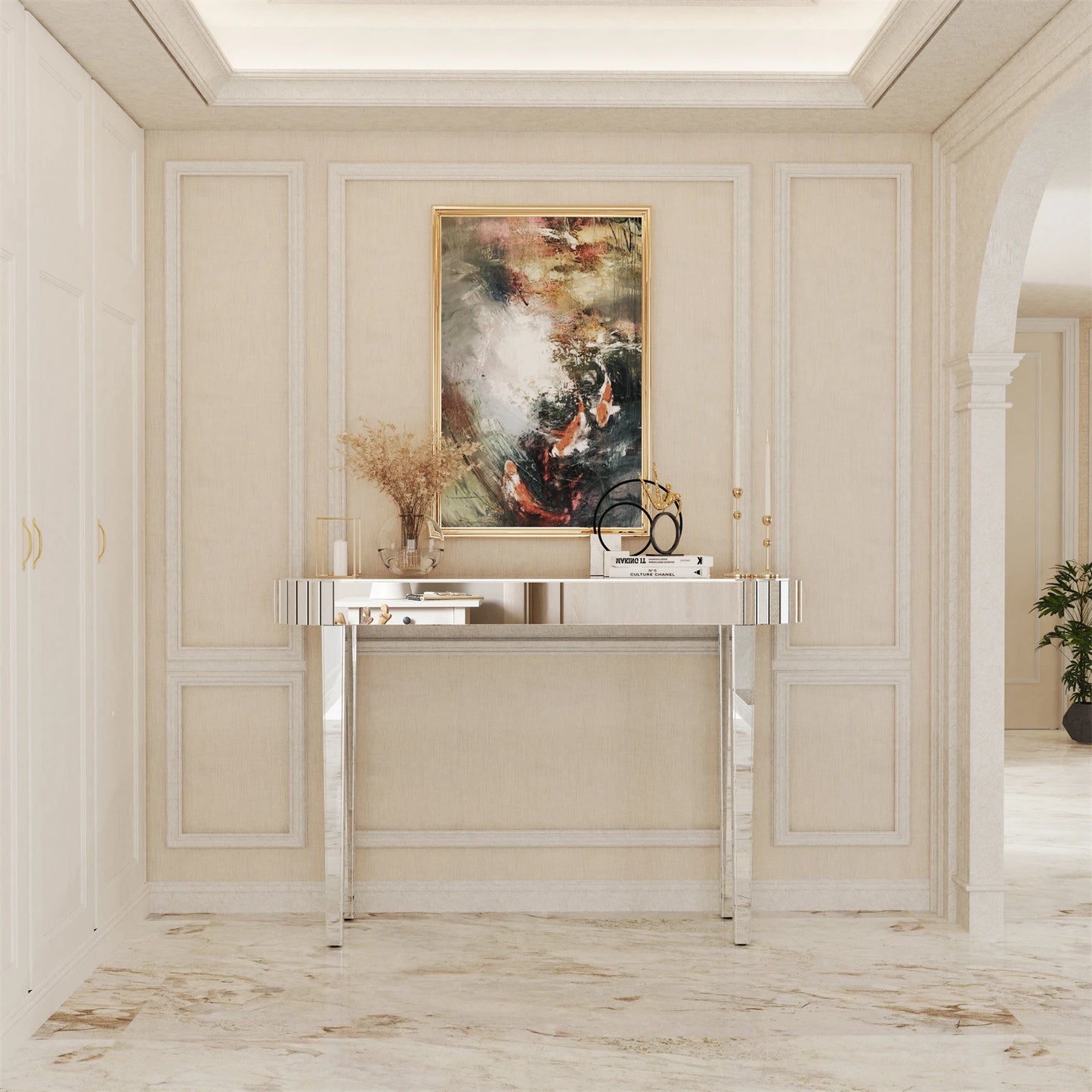 Silver Mirrored Console Table