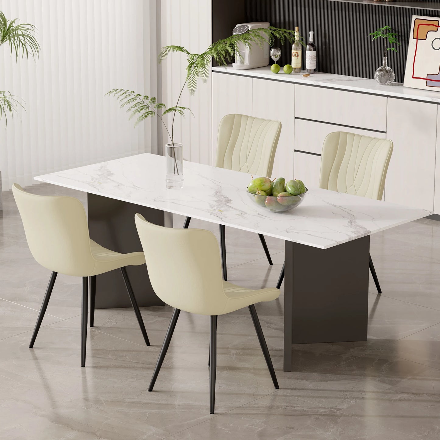 Set of 2 PU Leather Dining Chairs
