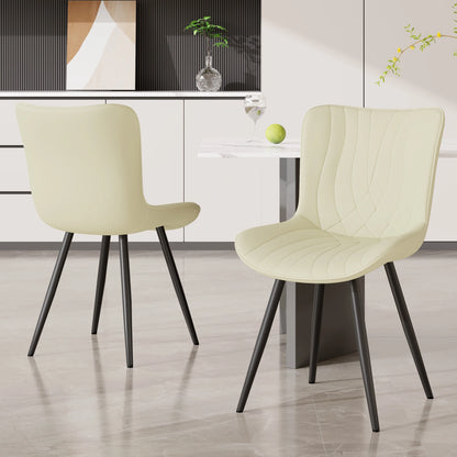 Set of 2 PU Leather Dining Chairs