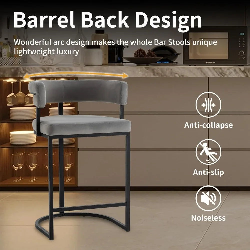 Velvet Barrel Bar Stools