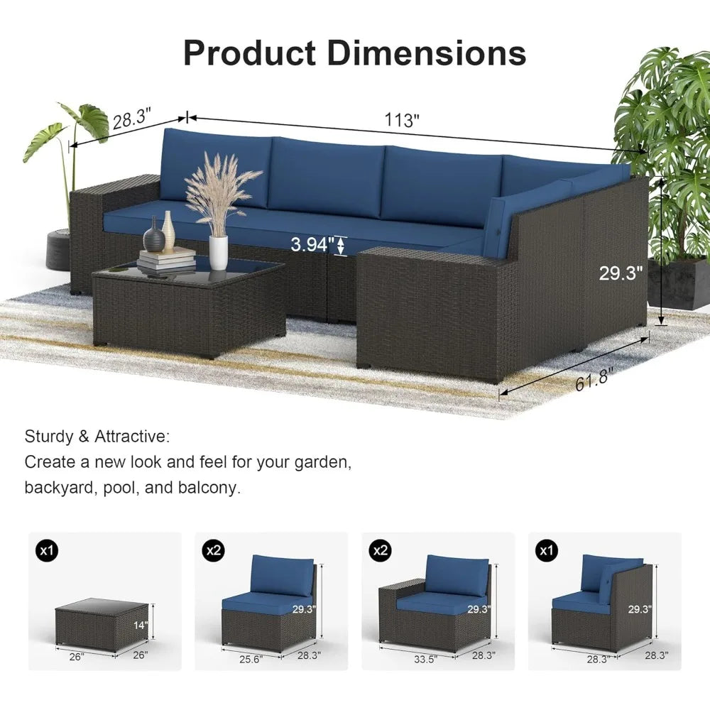 5-Piece Outdoor Wicker Sectional