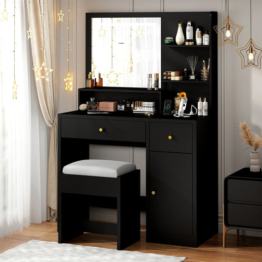 Vanity Desk with Mirror and Lights