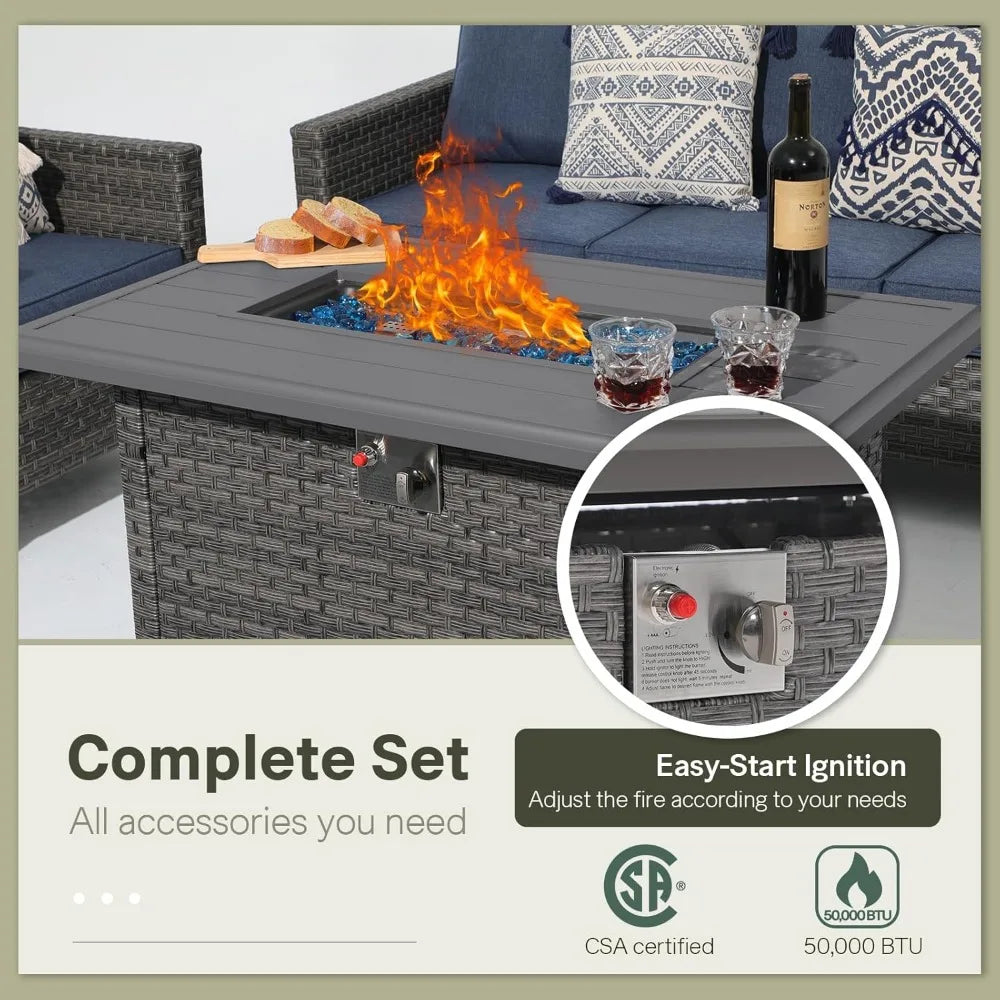 6-Piece Wicker Firepit Set
