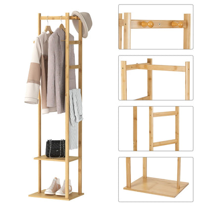 Bamboo Coat and Shoe Organizer Rack