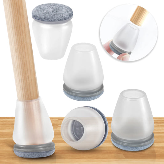 Grey Chair Leg Floor Protectors with Felt Pads (16PCS)