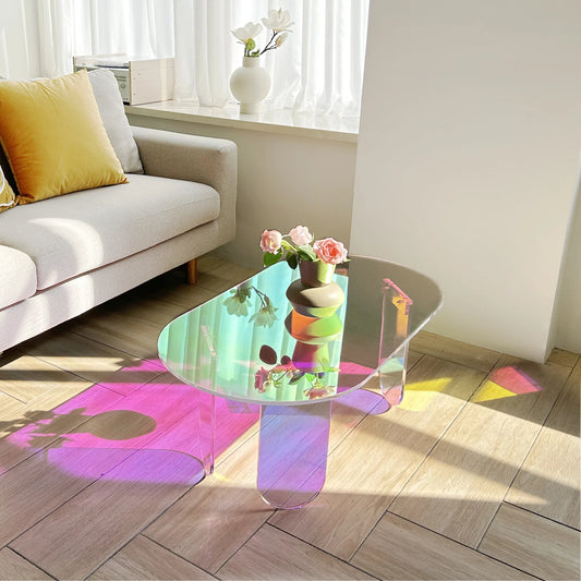 Iridescent Acrylic Coffee Table – Shatterproof Oval Design