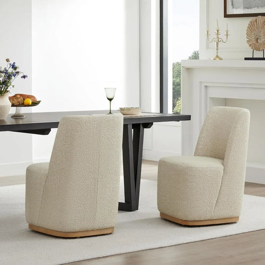 Boucle Rolling Dining Chairs