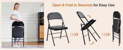 Leather Padded Folding Chairs (2 Pack)