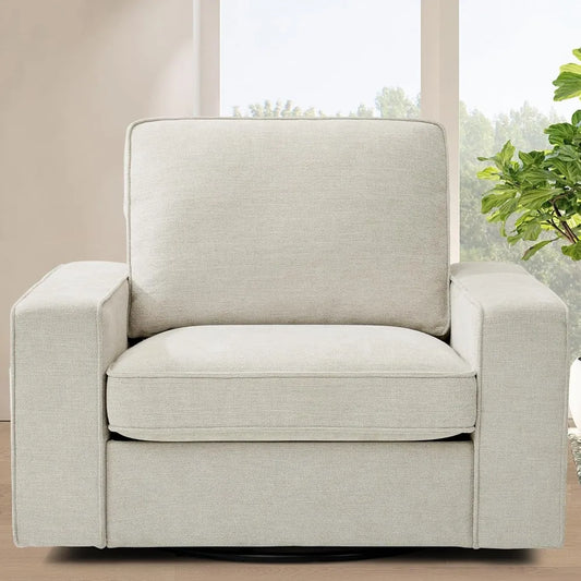 Oversized Chenille Swivel Chair