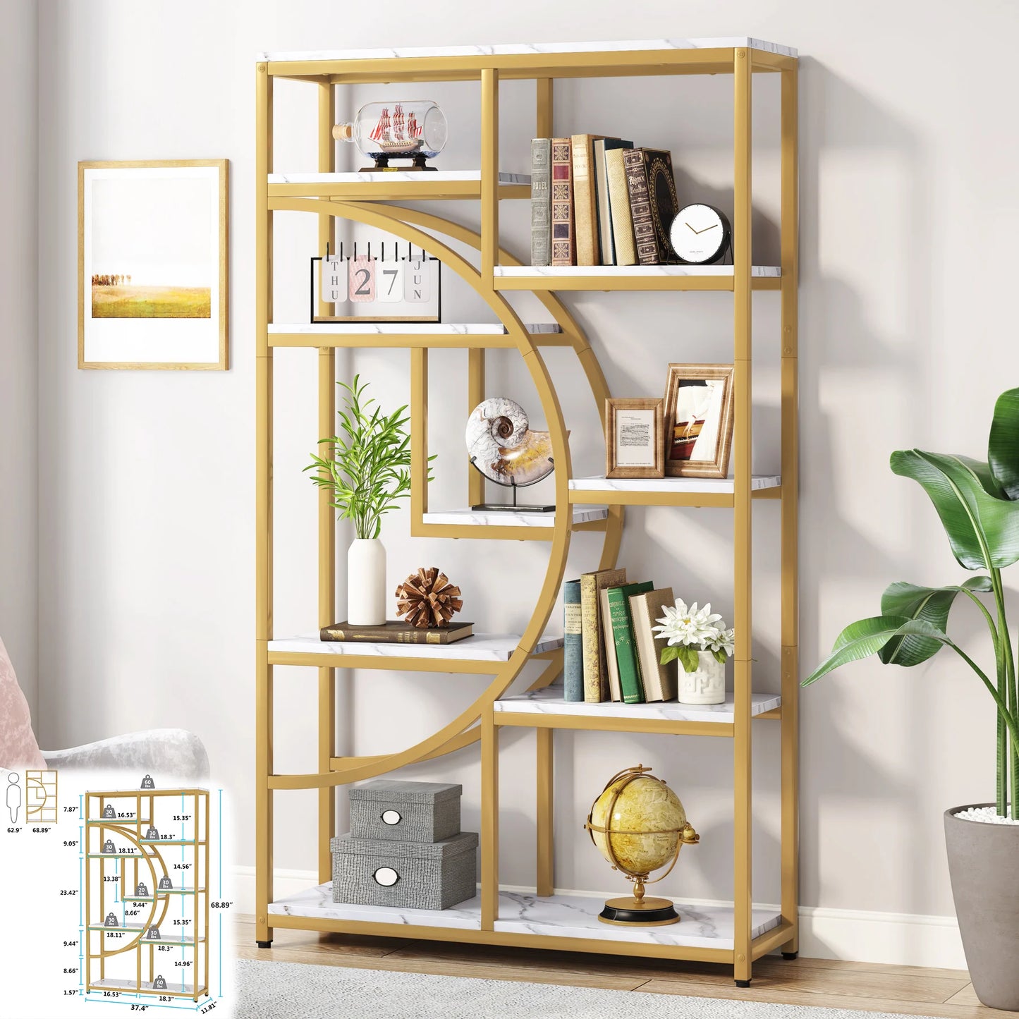 Gold Etagere Bookcase