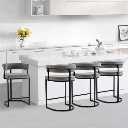 Velvet Barrel Bar Stools