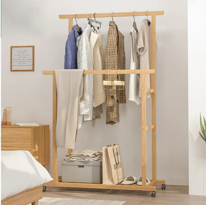 Bamboo Rolling Clothes Rack