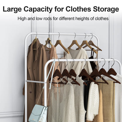 Double Rod Rolling Clothes Rack