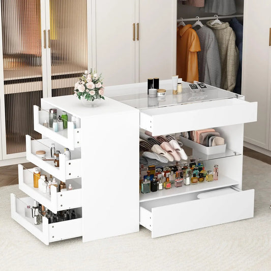 White Glass Wardrobe Cabinet