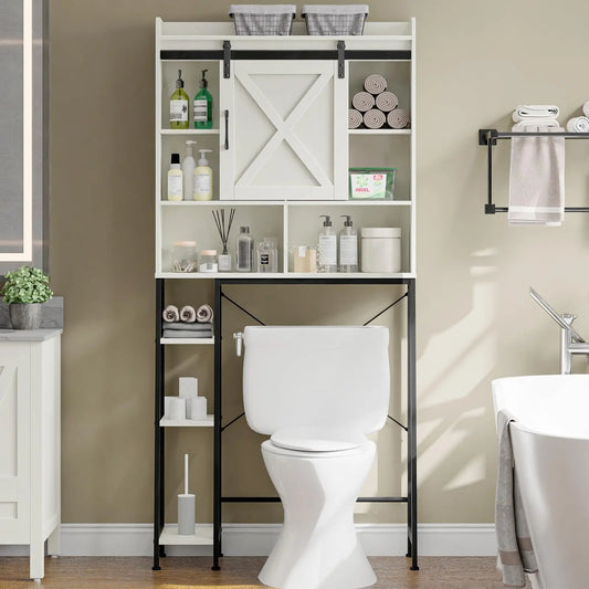 Over The Toilet Storage Cabinet with Sliding Barn Door