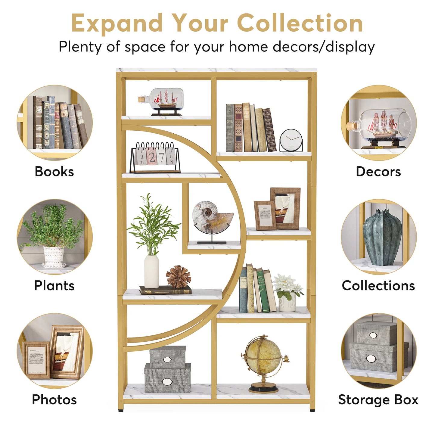 Gold Etagere Bookcase