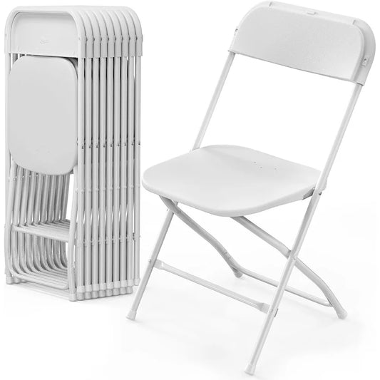 10-Pack White Folding Chairs Set