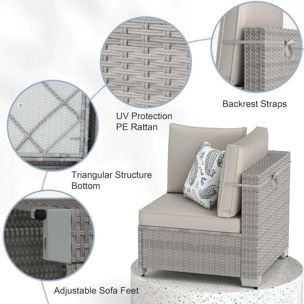 7-Piece Outdoor Wicker Sectional