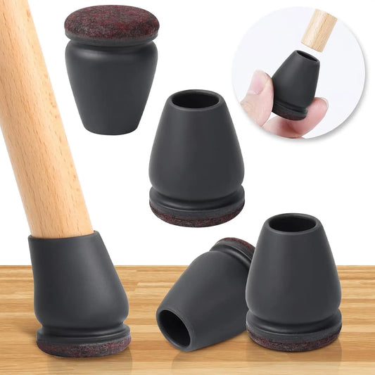 Black Chair Leg Floor Protectors with Felt Pads