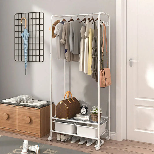 Freestanding Clothes Rack with Shelf