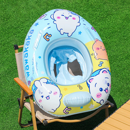 Booster swim float with seat and canopy and inflatable swim ring