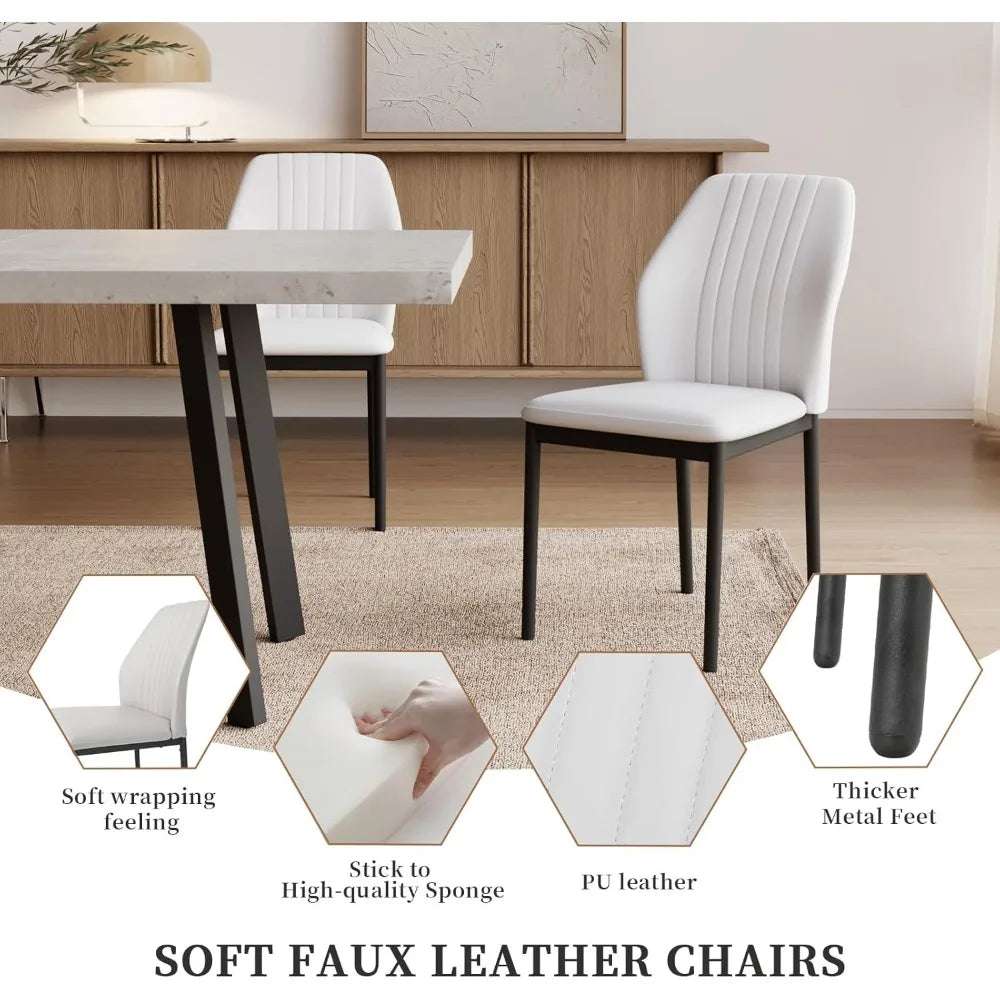 Expandable Dining Table Set – 6-Seater Modern MDF Table with PU Leather Chairs