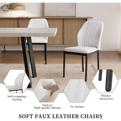 Expandable Dining Table Set – 6-Seater Modern MDF Table with PU Leather Chairs