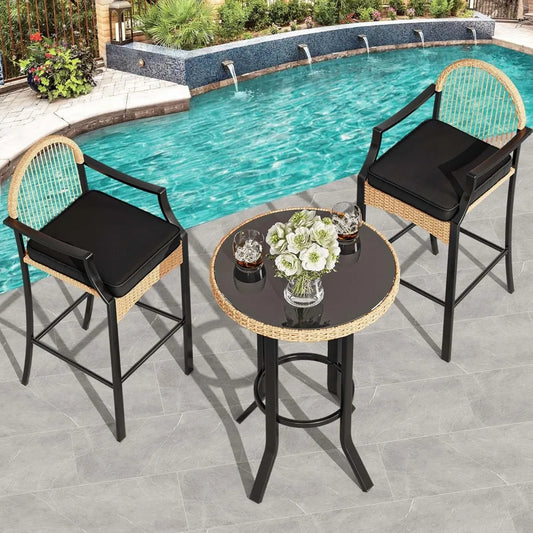 Outdoor Wicker Bar Set
