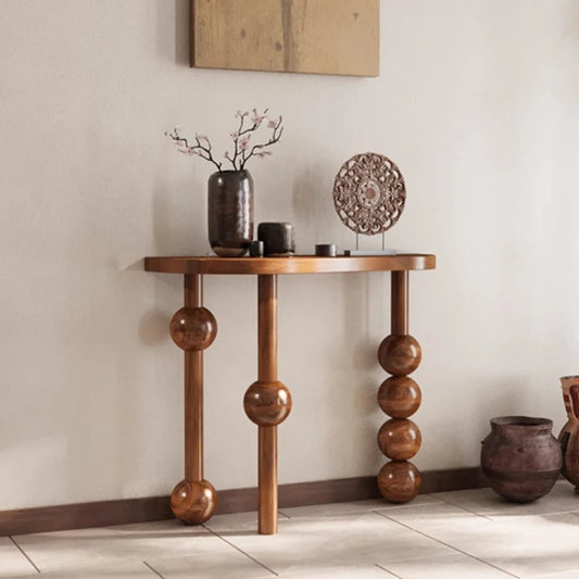 Luxury Corner Console Table – Modern Wooden Entryway Table for Elegant Hall and Living Room Spaces
