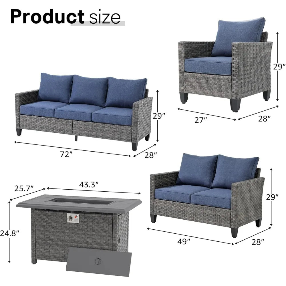 6-Piece Wicker Firepit Set