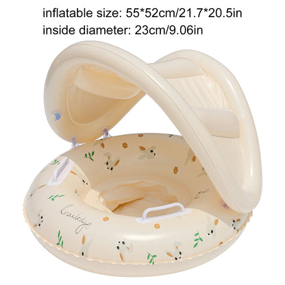 Inflatable swimming float with seat