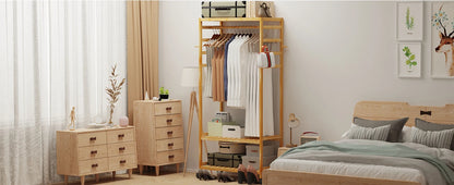 Bamboo Rolling Coat Rack