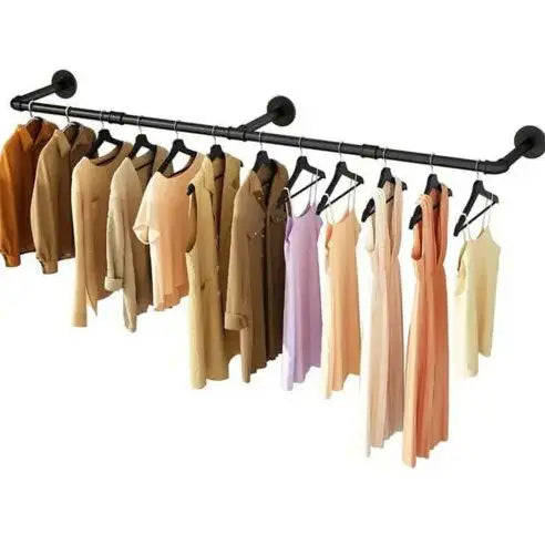 Industrial Pipe Wall-Mounted Clothing Rack