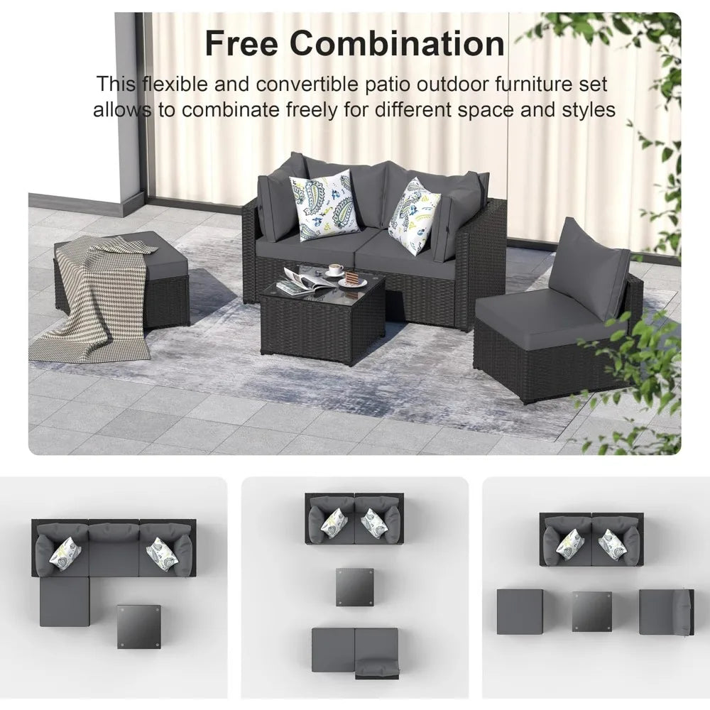 5-Piece Outdoor Wicker Sectional