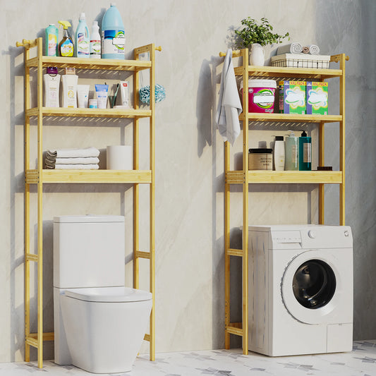 Bamboo Over Toilet Shelf Rack – 3-Tier Bathroom Storage Organizer