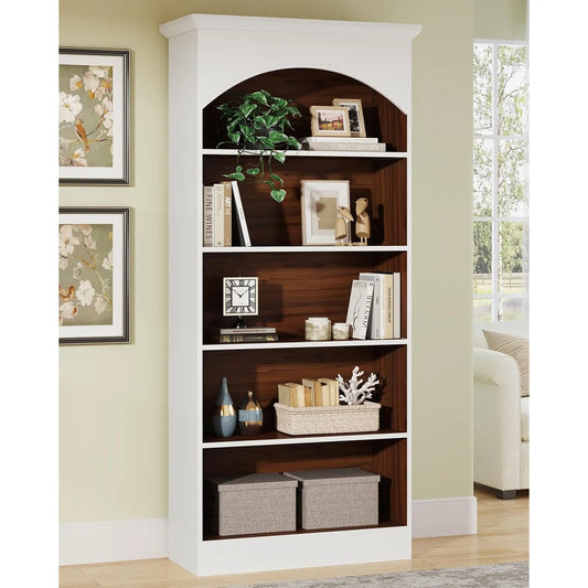 Tall White 5-Shelf Bookcase