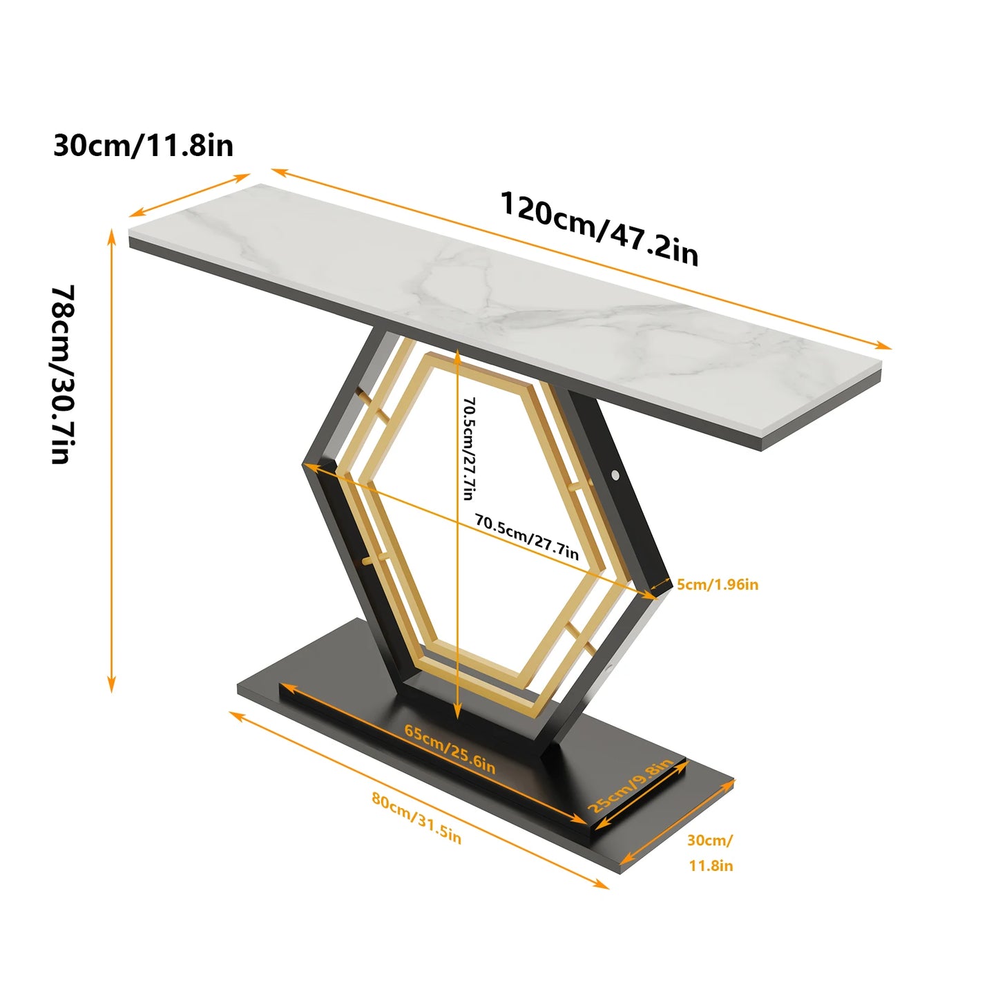 Marble Console Table with Geometric Base