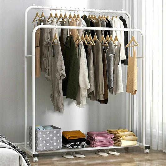 Double Rod Rolling Clothes Rack